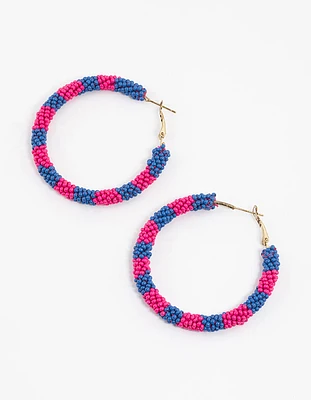 Beaded Strap Hoop Earrings