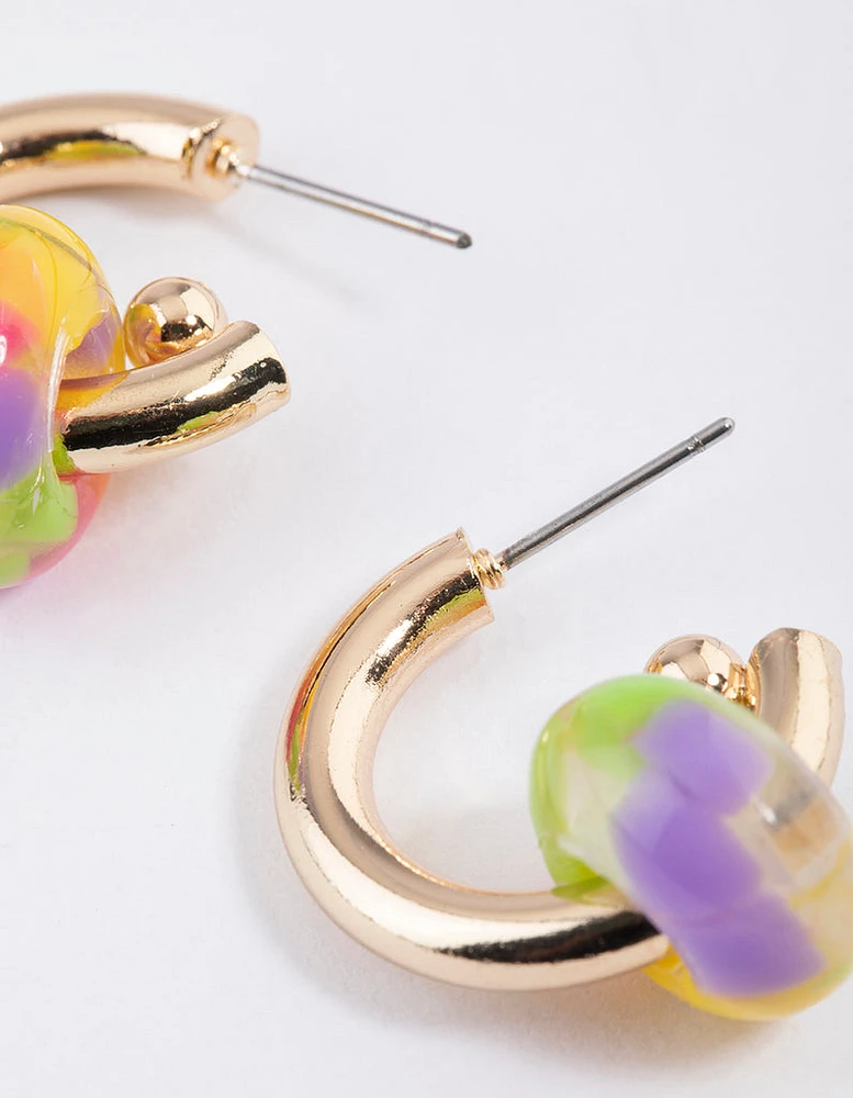 Gold Coloured Ball Hoop Earrings