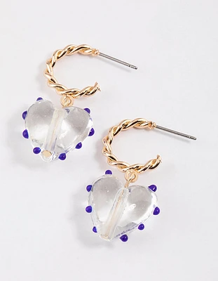 Spiked Ball Heart Hoop Earrings