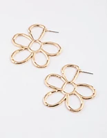 Gold Statement Flower Hoop Earrings