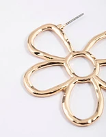 Gold Statement Flower Hoop Earrings