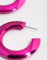 Midnight Pink Coated 40mm Triangle Hoop Earrings