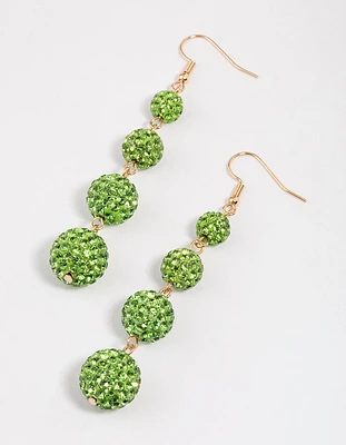 Green Triple Ball Drop Earrings