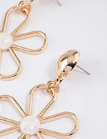 Gold Oversized Flower Drop Earrings