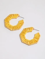 Yellow Wrapped Hexagon Hoop Earrings