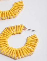 Yellow Wrapped Hexagon Hoop Earrings