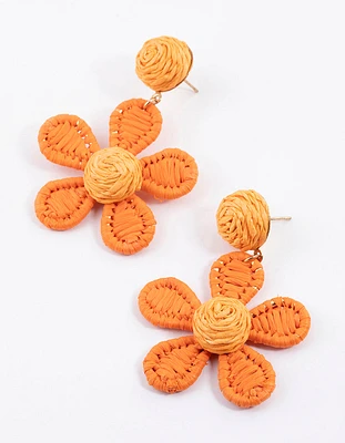 Raffia Flowered Drop Earrings