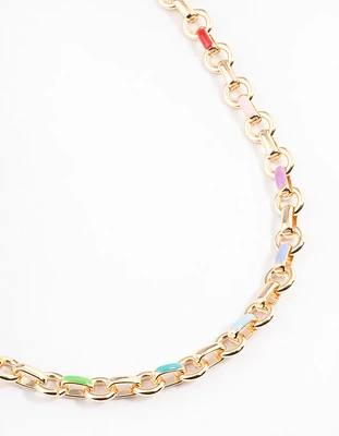 Gold Enamel Chain Necklace