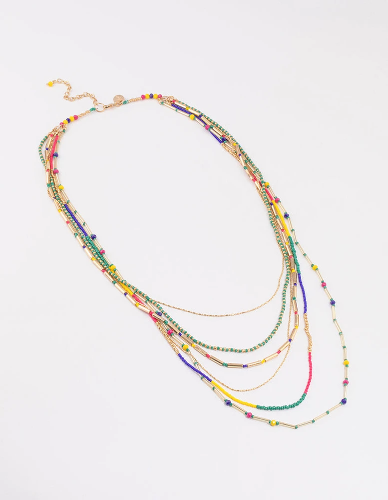 Gold Long Multi Necklace