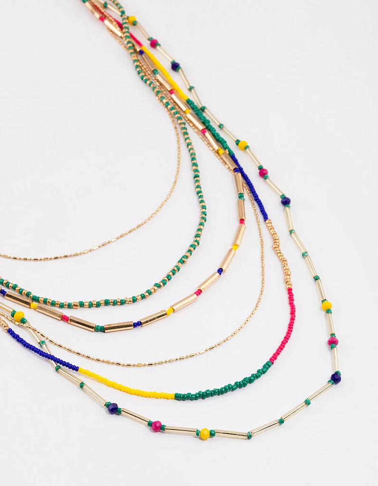 Gold Long Multi Necklace