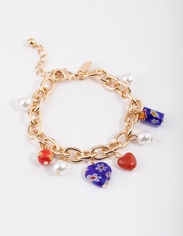 Gold Multi Charm Bracelet