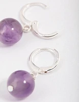 Silver Amethyst Mini Ball Earrings