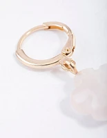 Gold Rose Quartz Flower Huggie Earrings