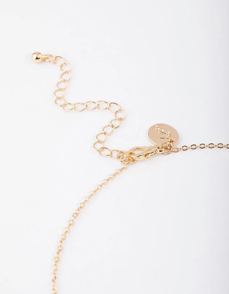 Gold Rose Quartz Flower Pendant Necklace