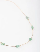 Gold Green Aventurine Mini Station Dainty Necklace