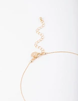 Gold Amethyst Mini Station Dainty Necklace
