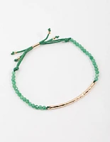 Gold Green Aventurine Facet Beaded Toggle Bracelet