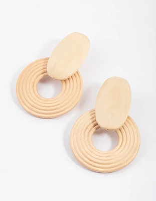 Wooden Round Statement Earrings