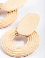 Wooden Round Statement Earrings