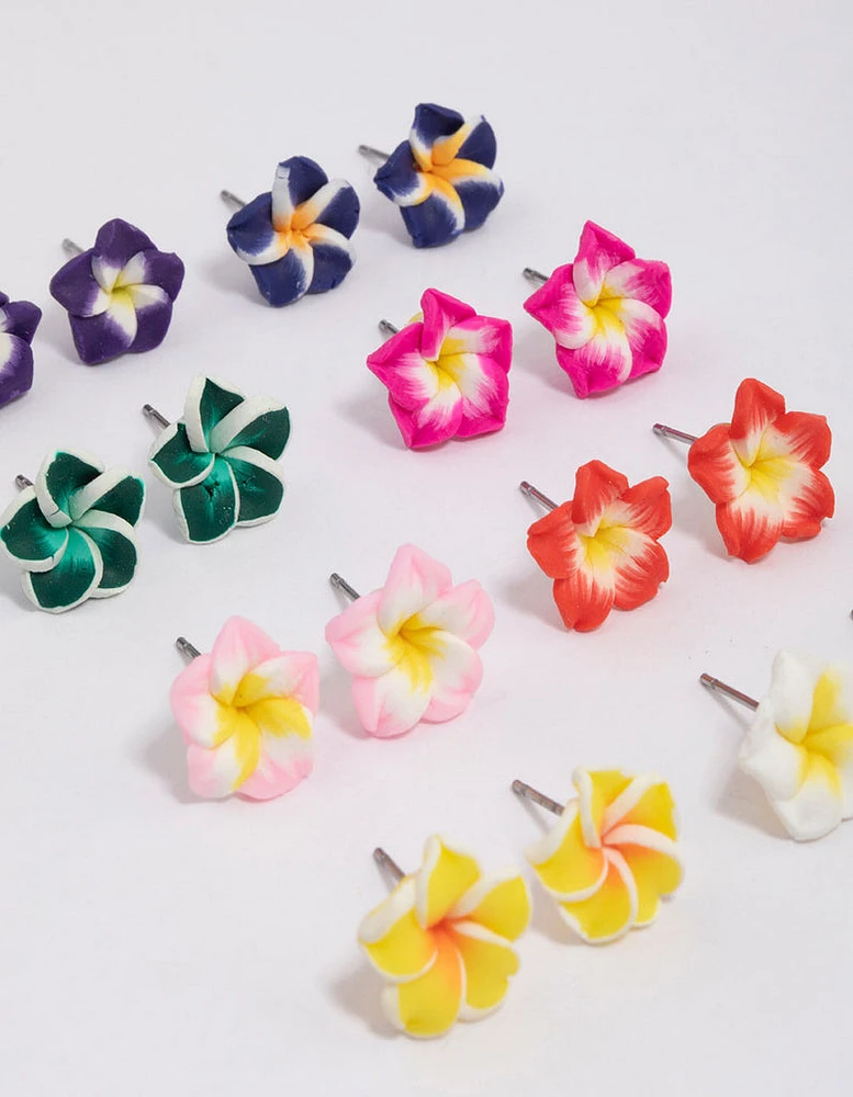 Bright  Frangipani Stud Earrings 8-Pack