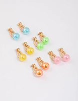 Gold Gumball Clip On Earrings 5-Pack