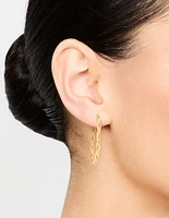 Waterproof Gold Plated Stainless Steel Medium Thin Twisted Hoop Earrings