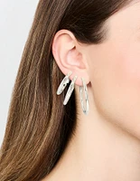 Waterproof Stainless Steel Large Basic Hoop Earrings Pack