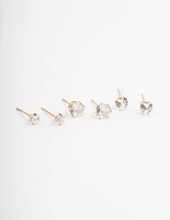 Gold Plated Stainless Steel Star & Heart Stud Earrings Pack