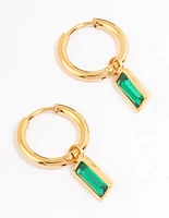 Gold Plated Classic Baguette Huggie Earrings