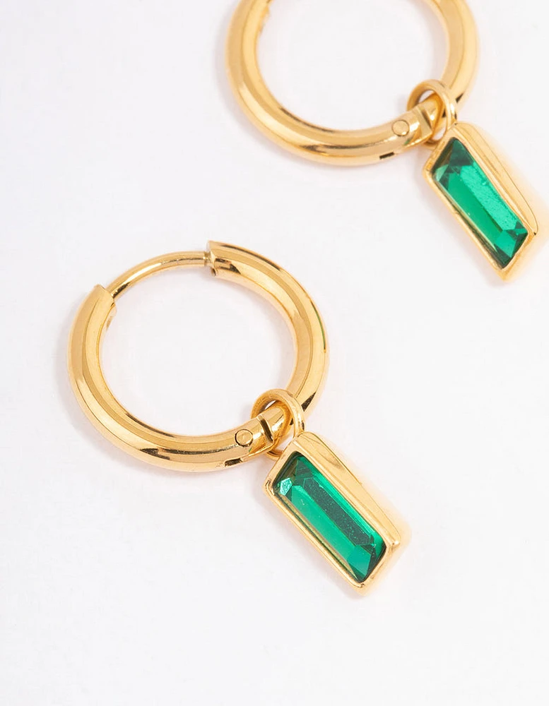 Gold Plated Classic Baguette Huggie Earrings