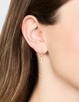 Waterproof Gold Plated Stainless Steel Classic Baguette Huggie Earrings