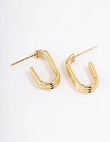 Gold Plated Stainless Steel Trio Oval Huggie Earrings