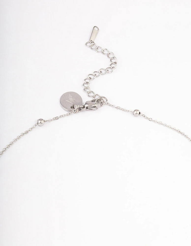 Stainless Steel Y Drop Ball Cross Necklace