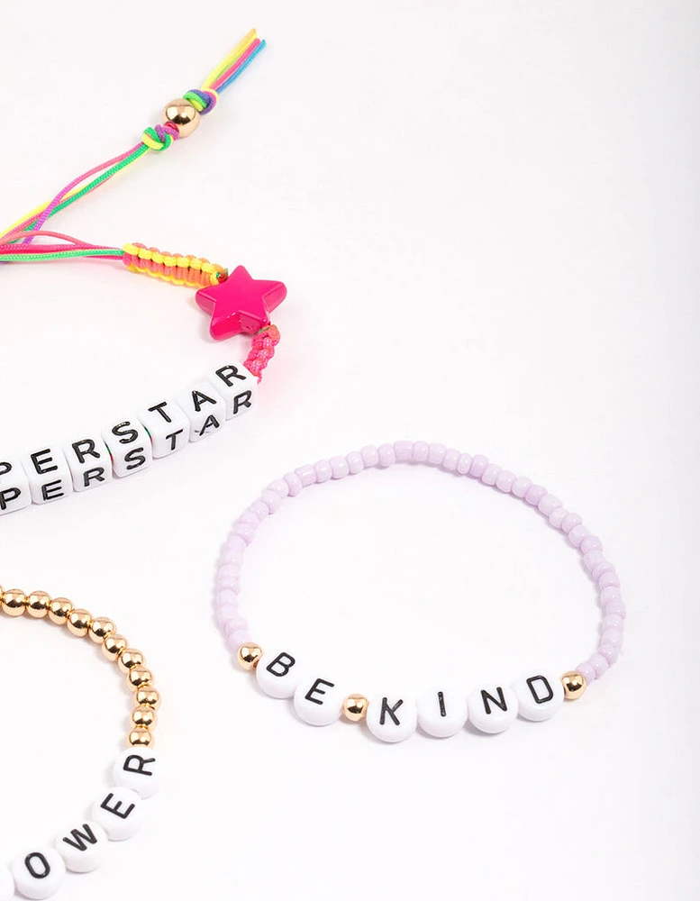 Gold Letter & Beaded Bracelet Pack