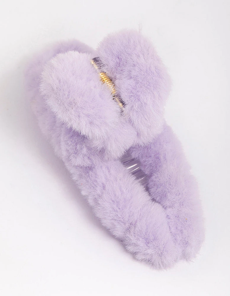 Fluffy Lilac Hair Claw Clip