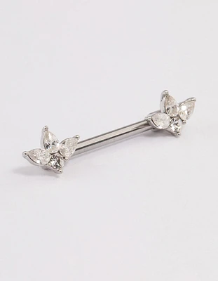 Surgical Steel Cubic Zirconia Double Marquise Nipple Piercing