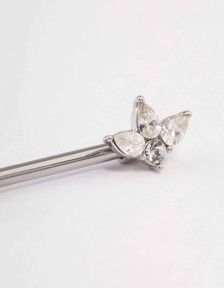 Surgical Steel Cubic Zirconia Double Marquise Nipple Piercing