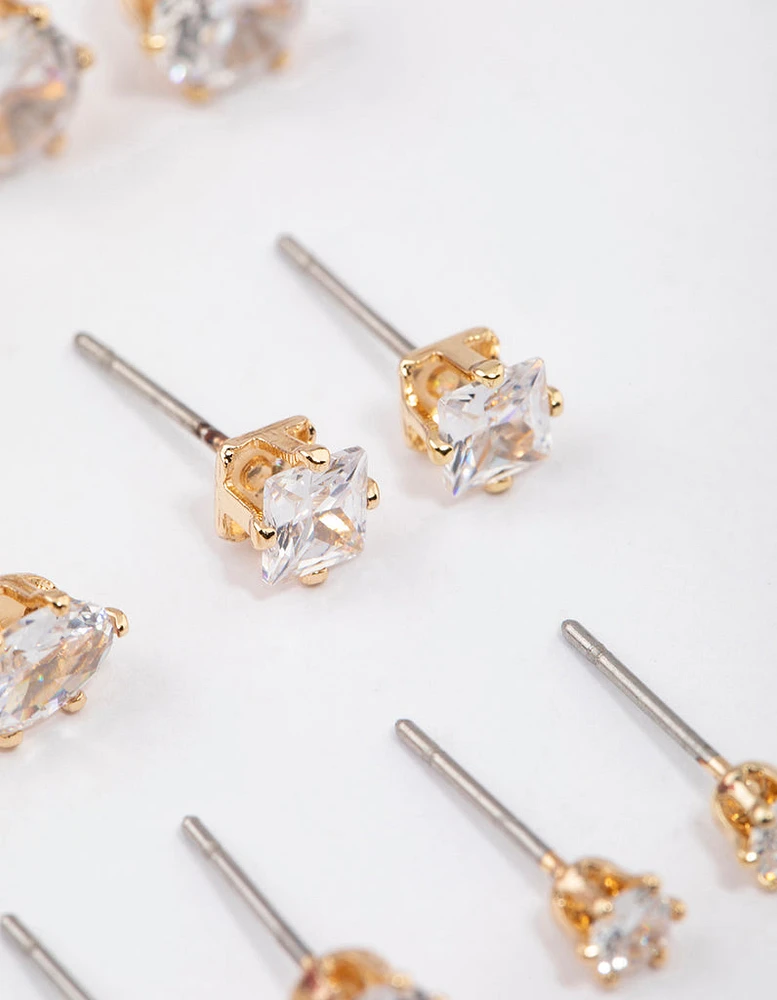 Gold Diamante Earring Set 6-Pack