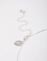 Silver Double Pear Layered Necklace