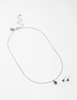 Silver Emerald Stone Jewellery Set