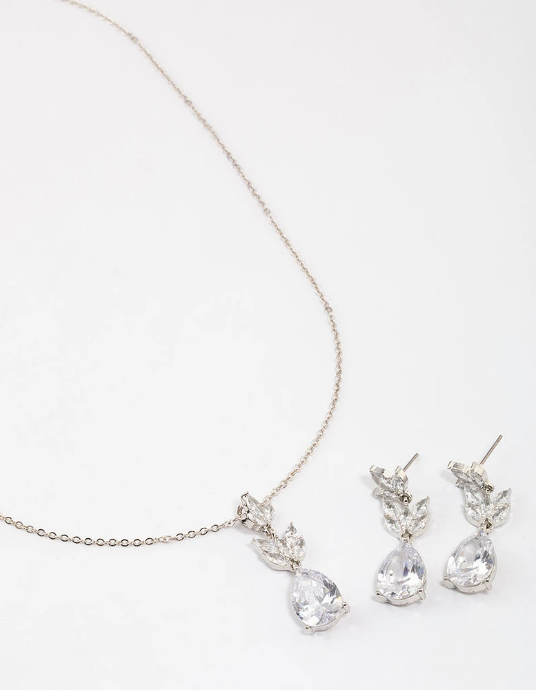 Rhodium Petal Jewellery Set