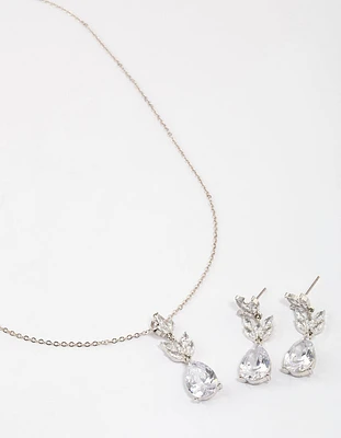 Rhodium Petal Jewellery Set