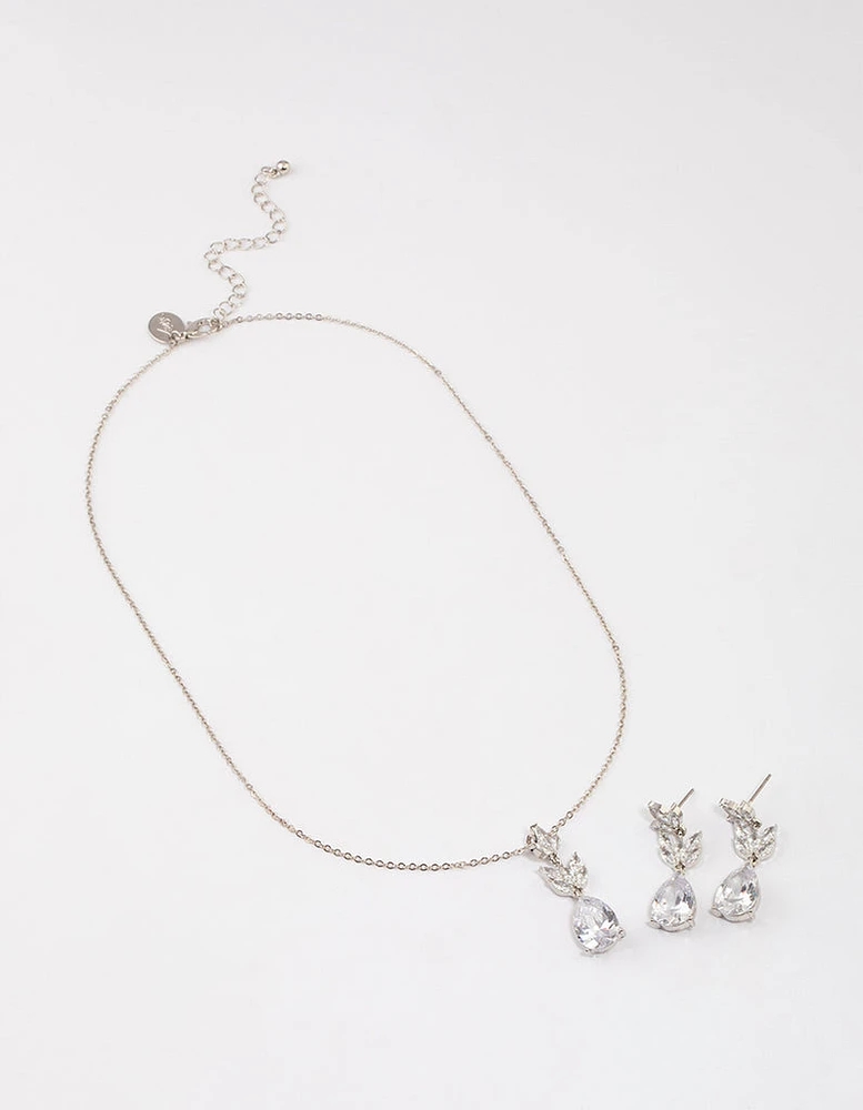 Rhodium Petal Jewellery Set