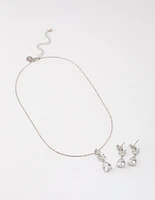 Rhodium Petal Jewellery Set