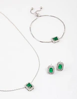 Silver Square Halo Jewellery Set