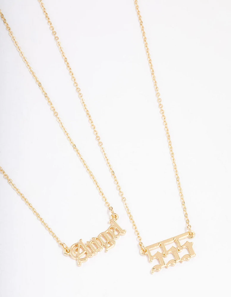 Gold Plated Angel Number '555' Layered Necklace