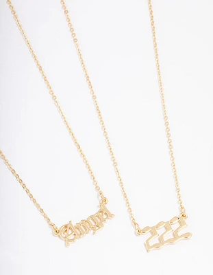 Gold Plated Angel Number '222' Layered Necklace