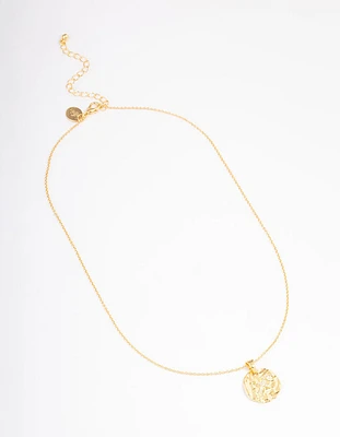 Gold Plated Sagittarius Coin Pendant Necklace