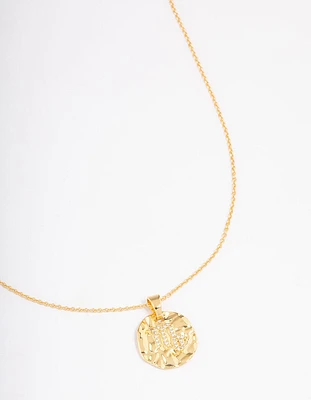 Gold Plated Scorpio Coin Pendant Necklace