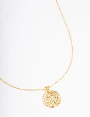 Gold Plated Gemini Coin Pendant Necklace